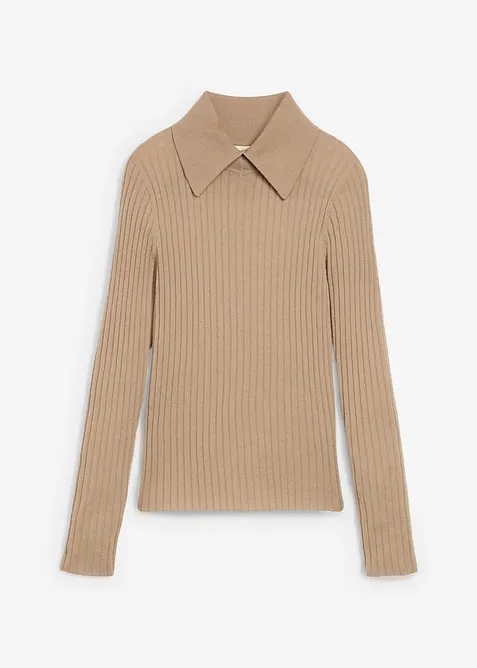 Ribbad tröja i merinoull, bonprix