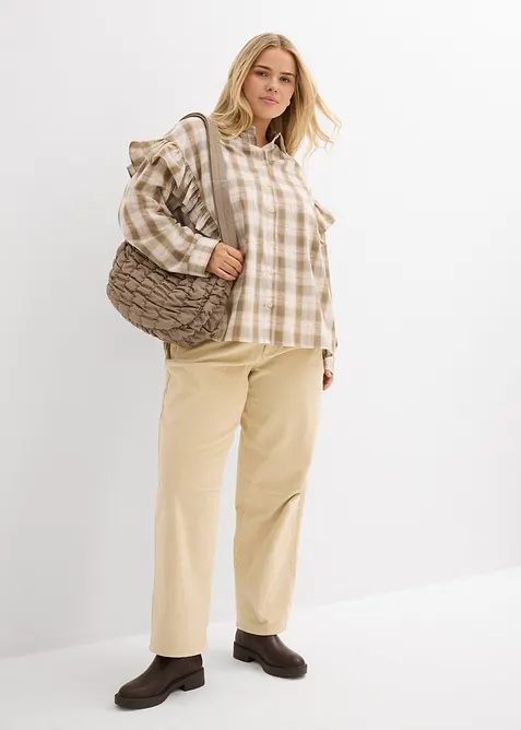 Tunnformad manchesterbyxa med medelhög midja, bonprix