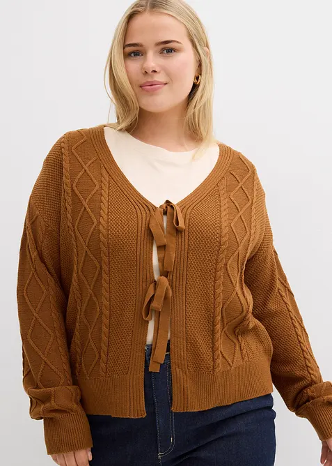 Cardigan med knytband, bonprix