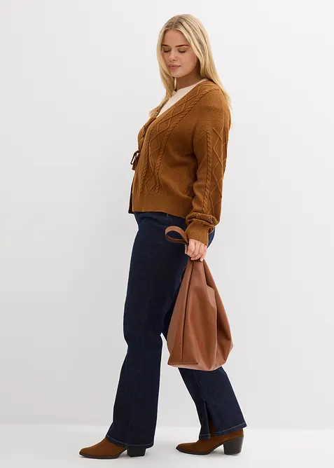 Cardigan med knytband, bonprix