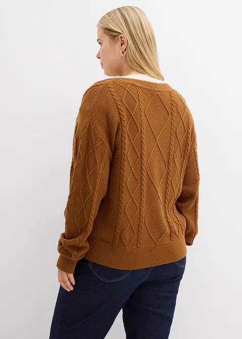 Cardigan med knytband, bonprix
