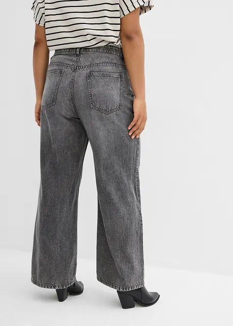 Wide Leg Jeans Mid Waist, Low Stretch, bonprix