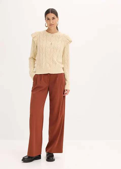 Hålmönstrad cardigan i bomullsblandning, bonprix