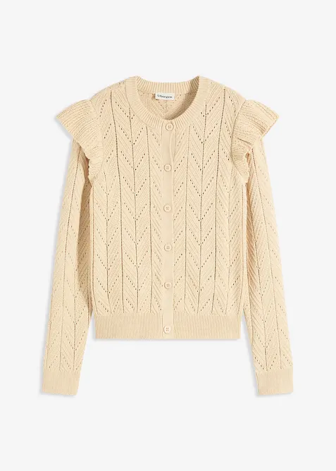 Hålmönstrad cardigan i bomullsblandning, bonprix