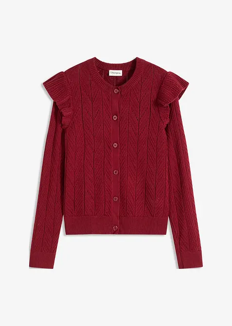 Hålmönstrad cardigan i bomullsblandning, bonprix