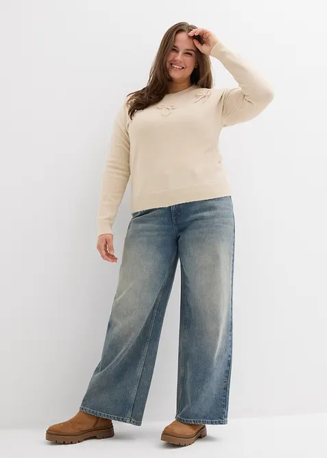 Tröja med rosetter, bonprix