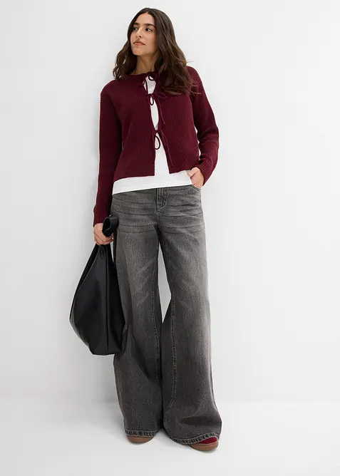 Cardigan med knytband, bonprix