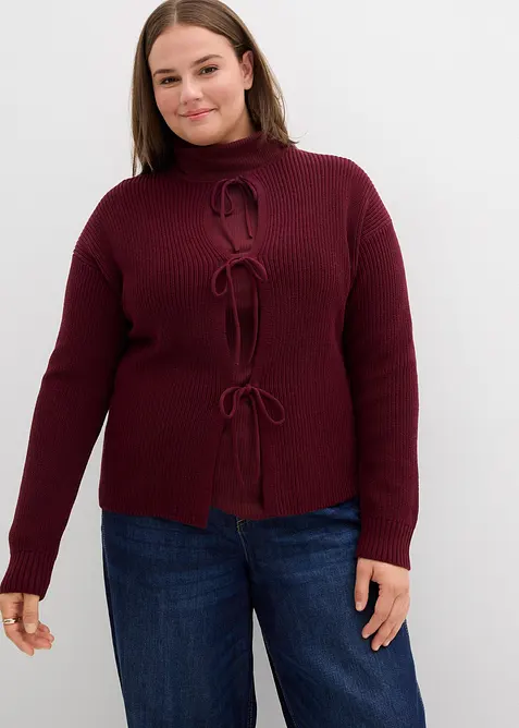 Cardigan med knytband, bonprix