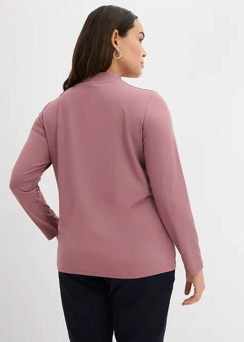 Långärmad topp med ståkrage och återvunnen polyamid, bonprix