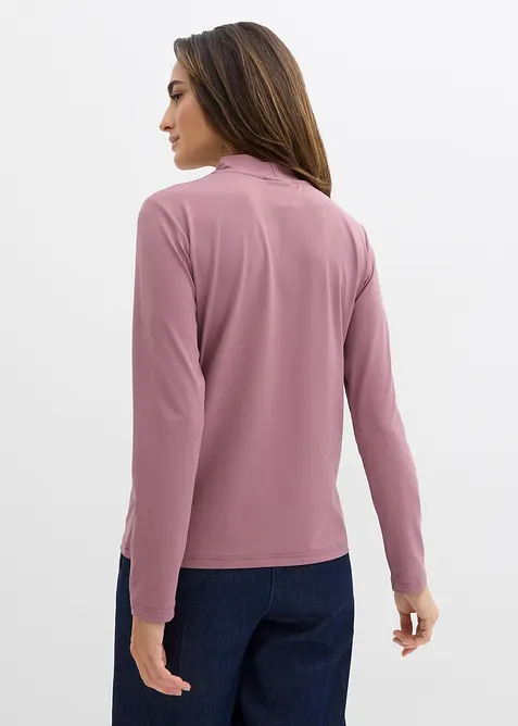 Långärmad topp med ståkrage och återvunnen polyamid, bonprix