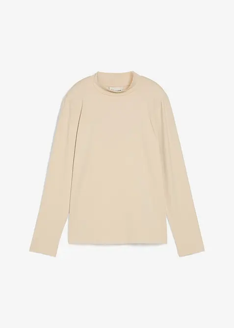 Långärmad topp med ståkrage och återvunnen polyamid, bonprix
