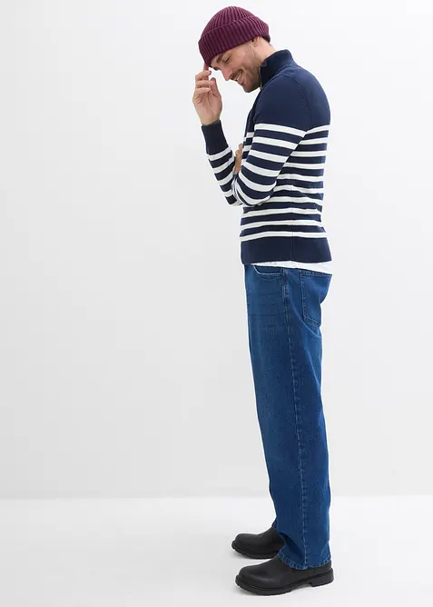 Tröja med hög krage och dragkedja, av mjuk bomullsmix, bonprix