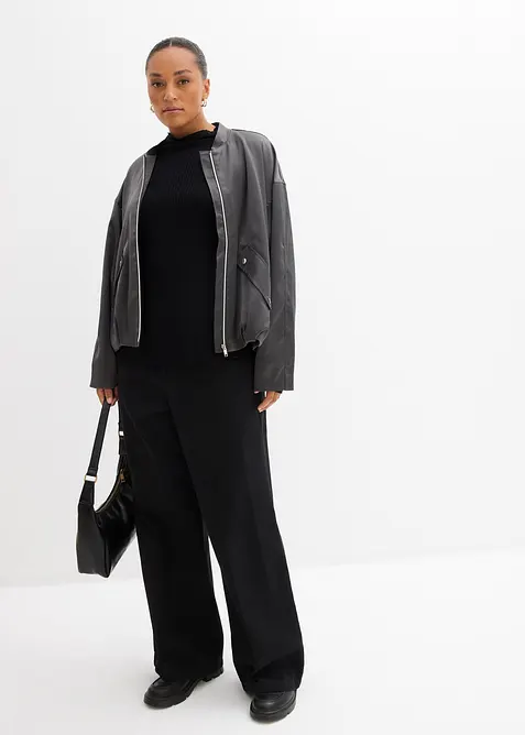 Ribbstickad topp i viskosmix, bonprix