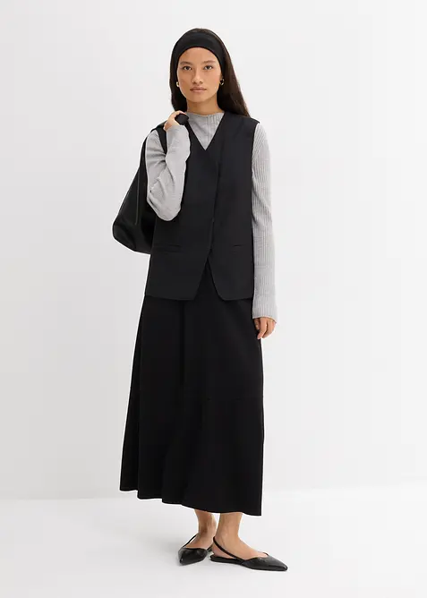 Ribbstickad topp i viskosmix, bonprix