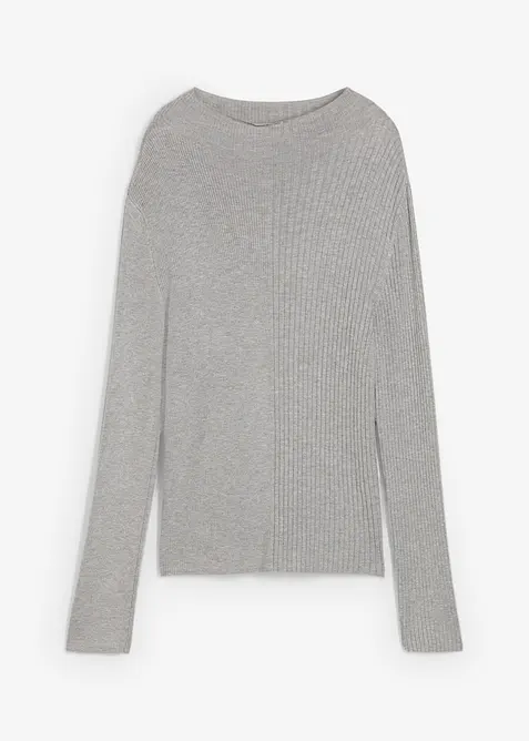 Ribbstickad topp i viskosmix, bonprix