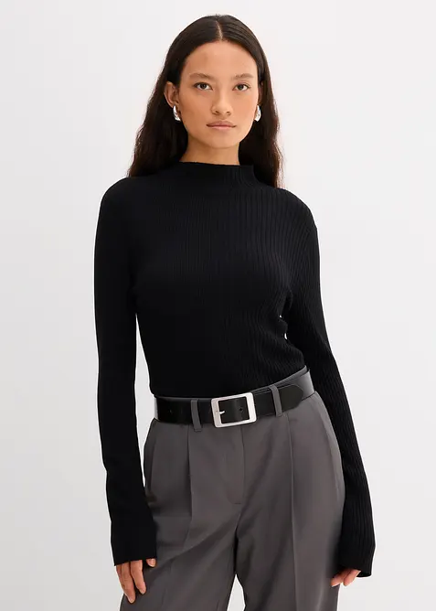 Ribbstickad topp i viskosmix, bonprix