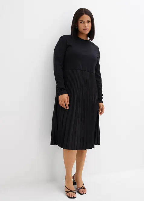 Mellanlång klänning i viskosmix, bonprix