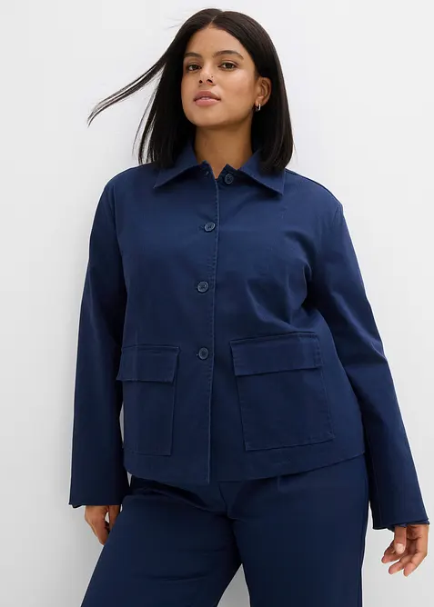 Kort höst- och vårjacka i ekologisk bomull med elastan, bonprix