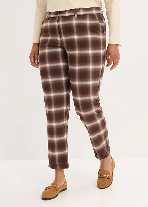 Rutig byxa med uppvikta benslut, bonprix