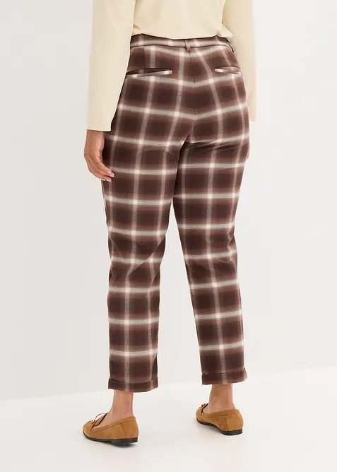 Rutig byxa med uppvikta benslut, bonprix