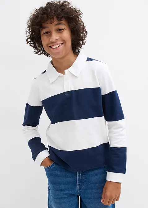 Sweatshirt med pikékrage i ren ekologisk bomull för barn, bonprix