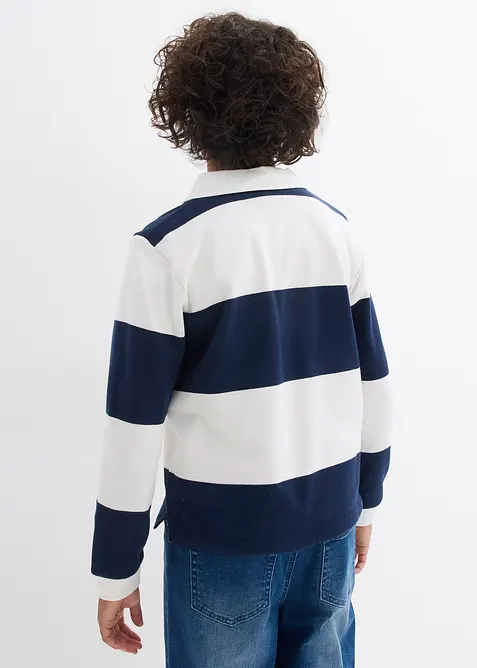 Sweatshirt med pikékrage i ren ekologisk bomull för barn, bonprix