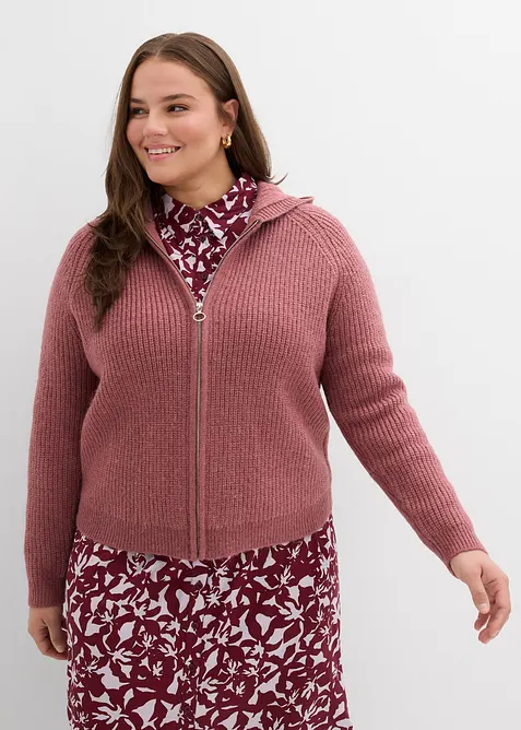 Cardigan med huva, bonprix