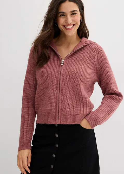 Cardigan med huva, bonprix