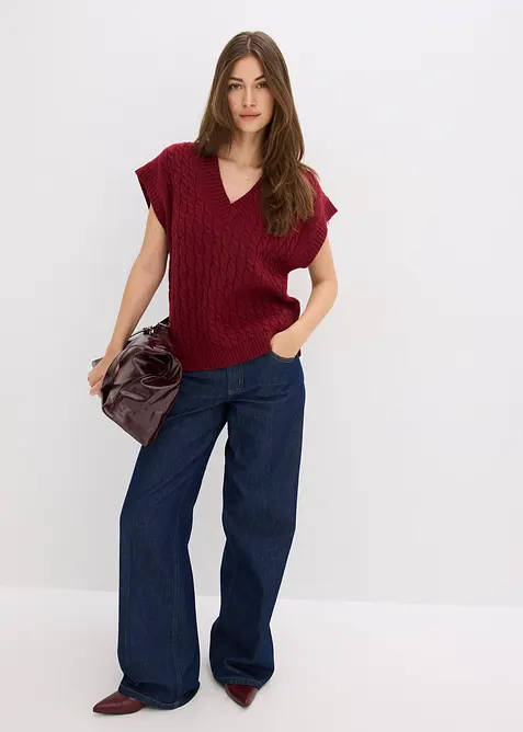 Slipover med fl&auml;tstickning, bonprix