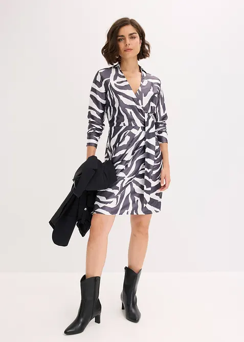 Omlottklänning i följsam satin, bonprix