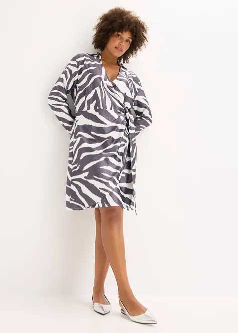 Omlottklänning i följsam satin, bonprix