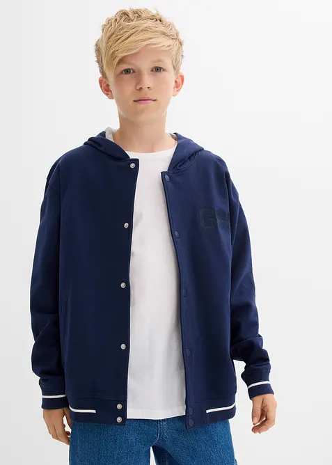 Collegejacka av ekologisk bomull med huva, bonprix