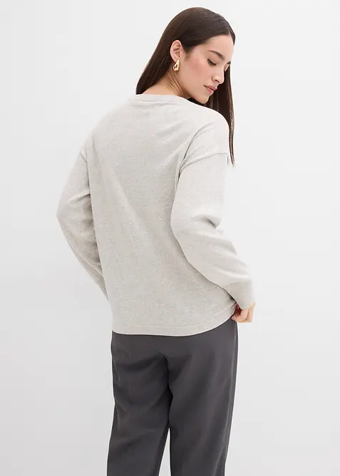 Finstickad tröja med asymmetrisk knappslå, bonprix