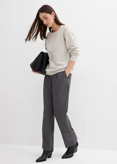 Finstickad tröja med asymmetrisk knappslå, bonprix