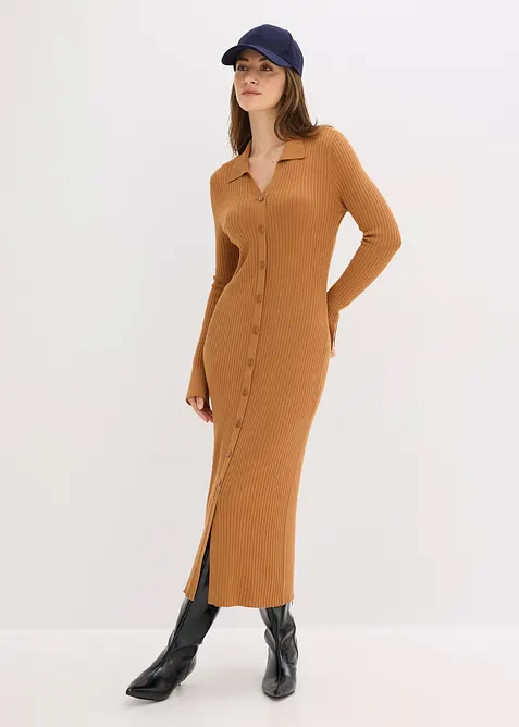 Stickad klänning av mjuk viskosmix, bonprix