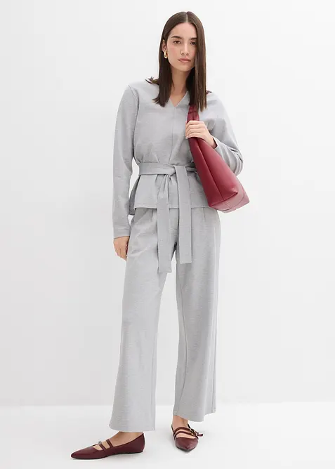 Avslappnad byxa med vida ben i viskosmix, bonprix