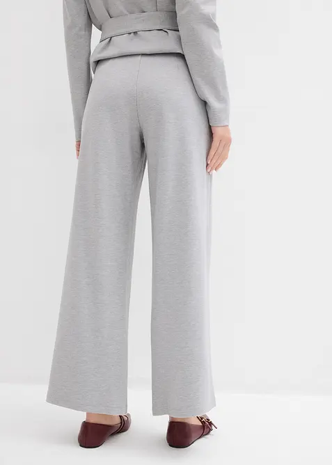 Avslappnad byxa med vida ben i viskosmix, bonprix