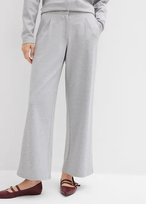 Avslappnad byxa med vida ben i viskosmix, bonprix