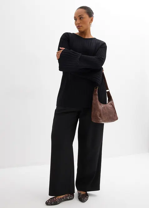 Plisserad tröja i viskosmix, bonprix