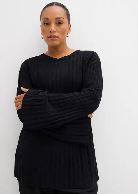 Plisserad tröja i viskosmix, bonprix