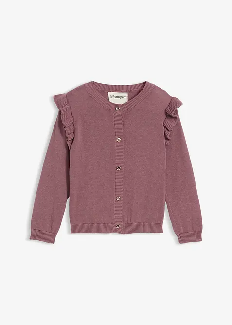Finstickad cardigan med volangärmar för barn, bonprix