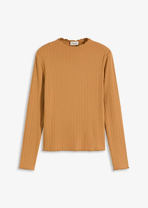 Ribbstickad topp med figurn&auml;ra passform, bonprix