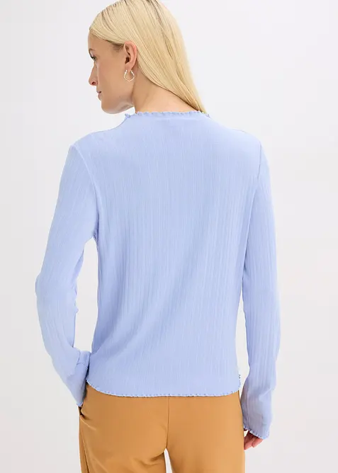 Ribbstickad topp med figurnära passform, bonprix