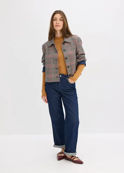 Ribbstickad topp med figurn&auml;ra passform, bonprix