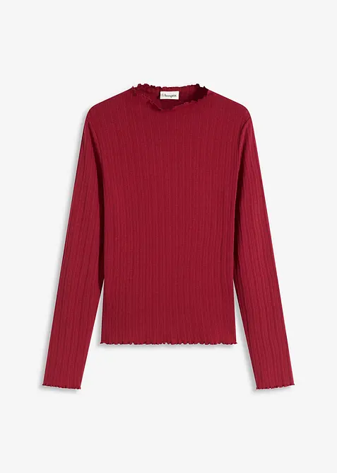 Ribbstickad topp med figurnära passform, bonprix