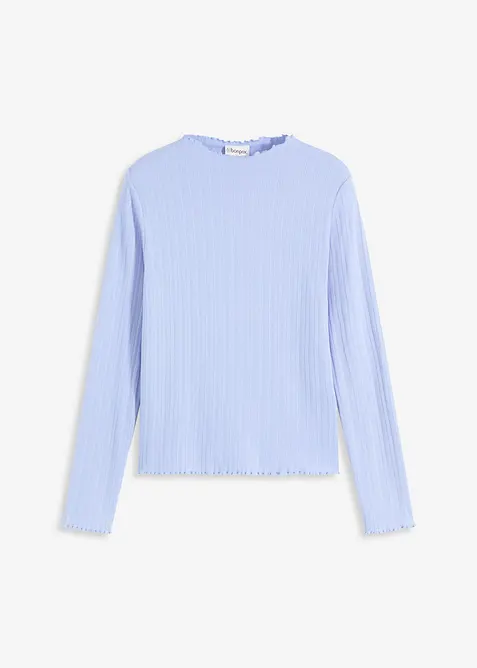 Ribbstickad topp med figurnära passform, bonprix