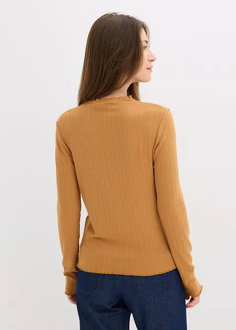 Ribbstickad topp med figurn&auml;ra passform, bonprix