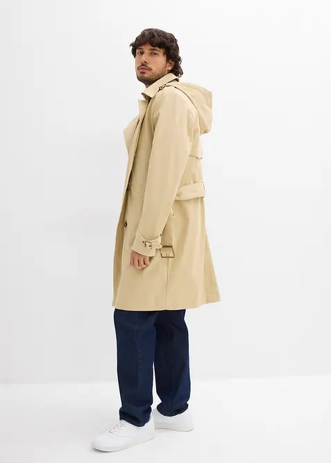 Trenchcoat med avtagbar huva, vattenavvisande, bonprix