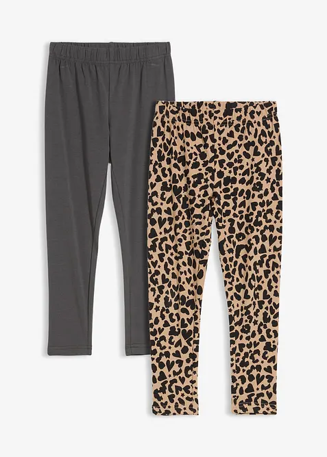 Leggings av elastisk, ekologisk bomullsmix (2-pack), bonprix
