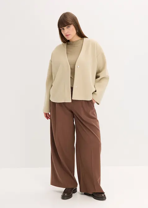 Oversizekavaj med yllelook och skärp, bonprix